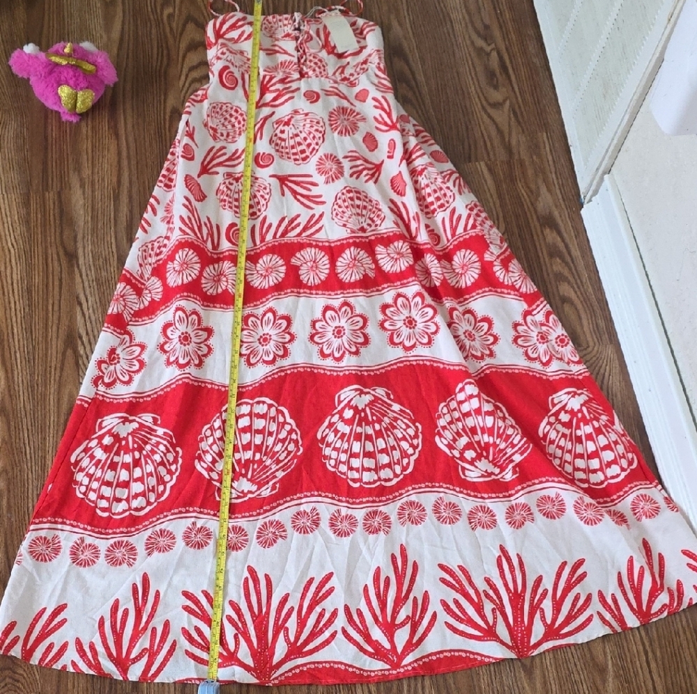 Girls Red and White Shell-Print Sundress - Picture 4 of 7